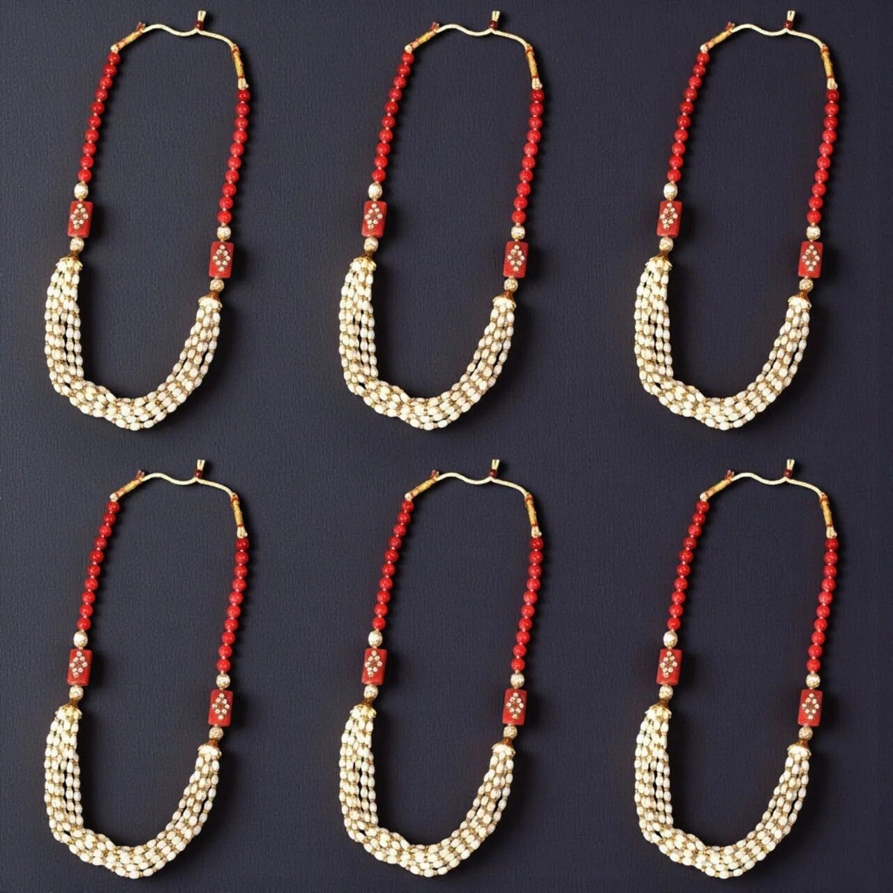 Set of 6/24 Barati Swagat Mala Artificial Moti Pearl Milni Mala for Wedding Baraat, Reception Guest Welcome, Favors, Giveaways & Gifting